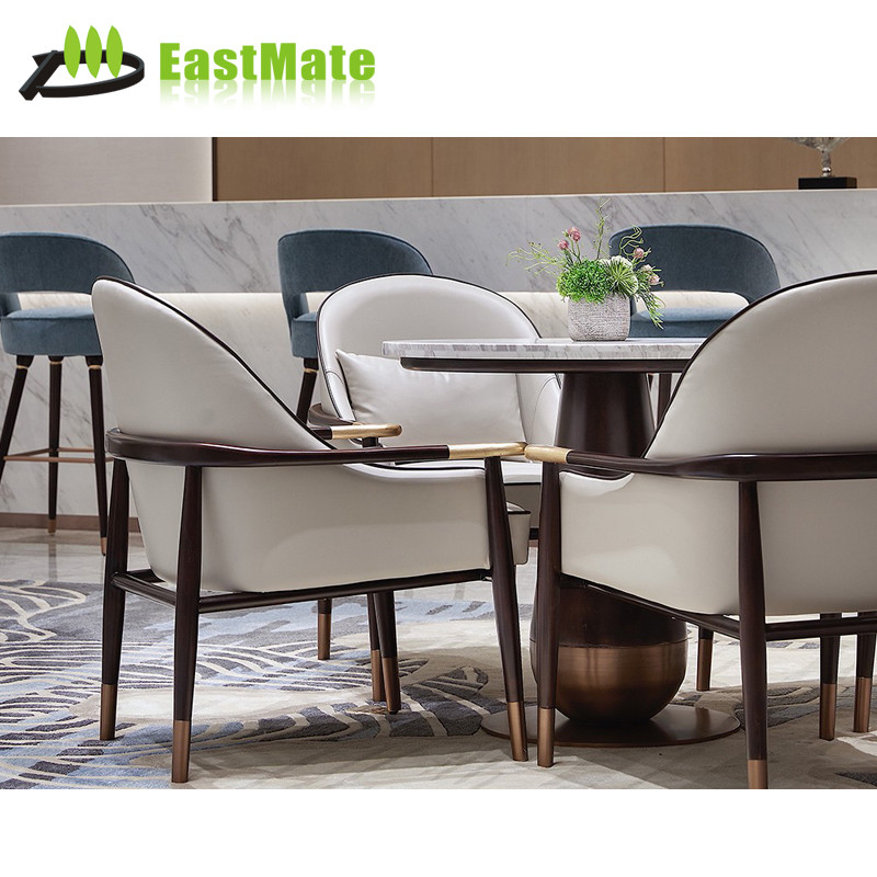 Solid walnut wood dining chair with fabric leather upholstered chair