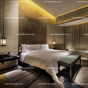 Modern Simple Design Solid Wood Furniture King Bedroom Furniture From Foshan (EMT-1664)