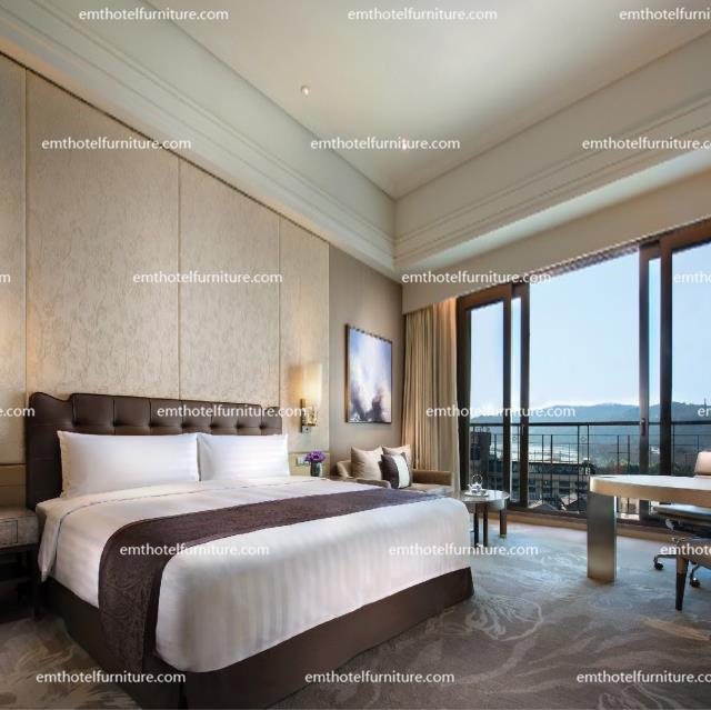 Hospitality Design King Furniture Solid Wood Bedroom Hotel Use